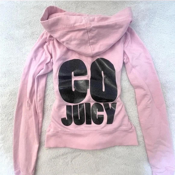 RARE Juicy Couture Light Pink Hoodie “GO JUICY” - Picture 1 of 6